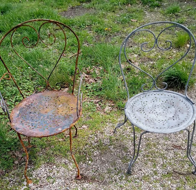 Chaises avant et après sablage